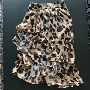 Nasty Gal Leopard Print Midi Skirt
